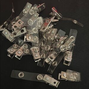 Clear and Silver Badge Clips, New, 25 pieces